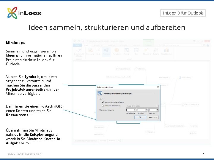 Seite 7 In. Loox 9 für Outlook Ideen sammeln, strukturieren und aufbereiten Mindmaps Sammeln