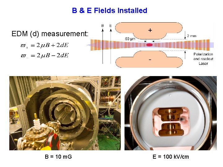 B & E Fields Installed EDM (d) measurement: B = 10 m. G E