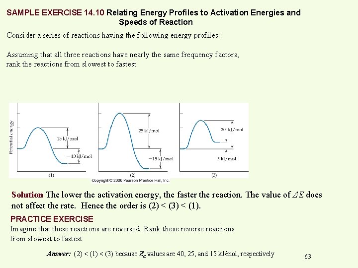 SAMPLE EXERCISE 14. 10 Relating Energy Profiles to Activation Energies and Speeds of Reaction