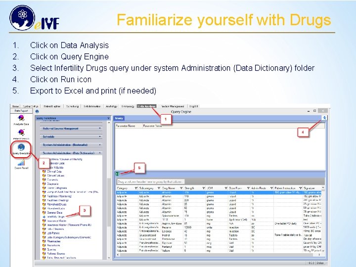 Familiarize yourself with Drugs 1. 2. 3. 4. 5. Click on Data Analysis Click