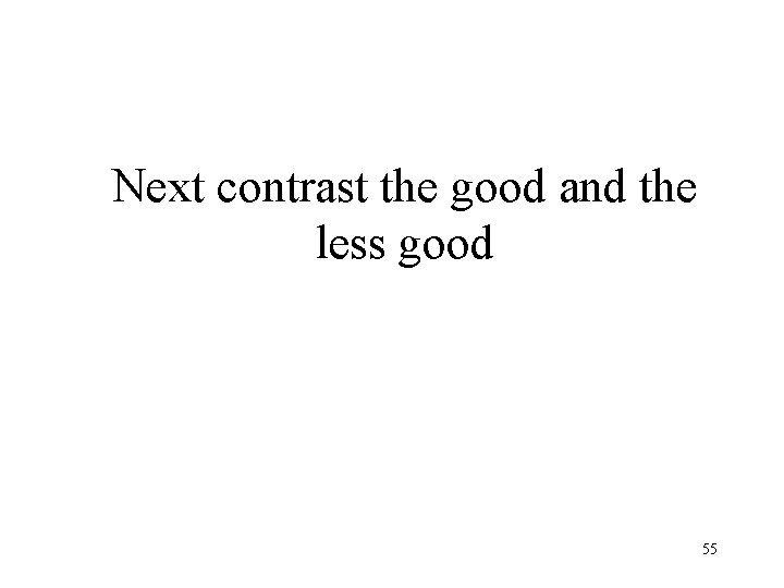 Next contrast the good and the less good 55 