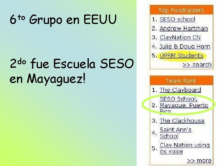 6 to Grupo en EEUU 2 do fue Escuela SESO en Mayaguez! 