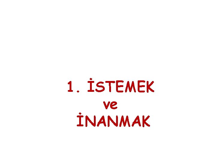 1. İSTEMEK ve İNANMAK 