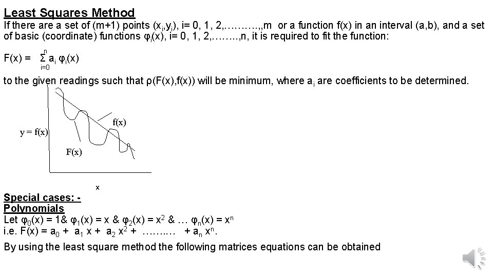 Least Squares Method If there a set of (m+1) points (xi, yi), i= 0,