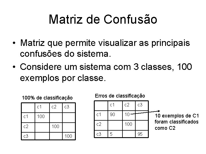 Matriz de Confusão • Matriz que permite visualizar as principais confusões do sistema. •