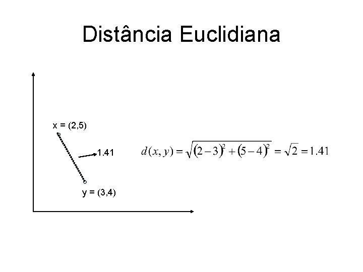 Distância Euclidiana x = (2, 5) 1. 41 y = (3, 4) 