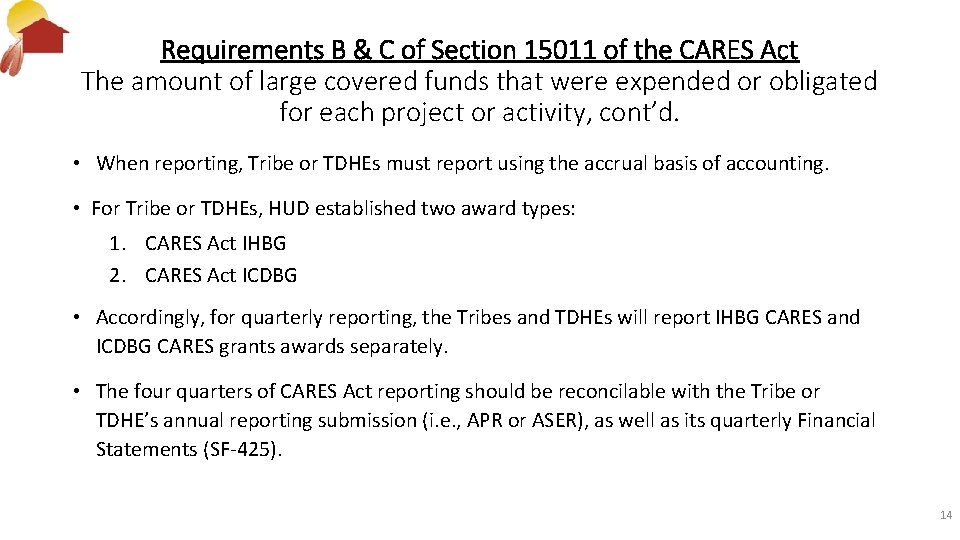 Requirements B & C of Section 15011 of the CARES Act The amount of