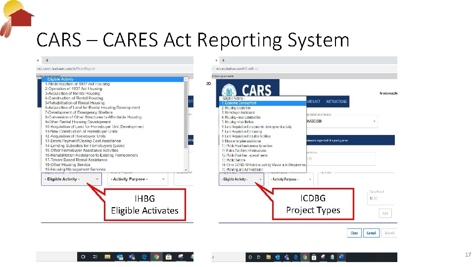 CARS – CARES Act Reporting System SAMPLE TRIBE OR TDHE IHBG Eligible Activates 20