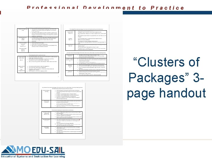 Professional Development to Practice “Clusters of Packages” 3 page handout 