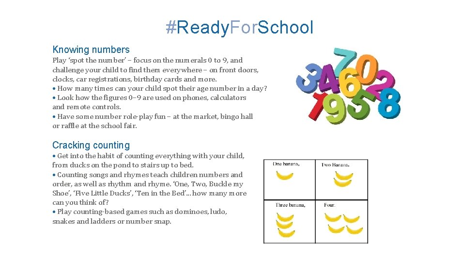 #Ready. For. School Knowing numbers Play ‘spot the number’ – focus on the numerals