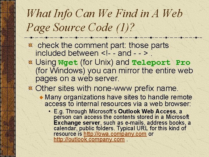 What Info Can We Find in A Web Page Source Code (1)? check the