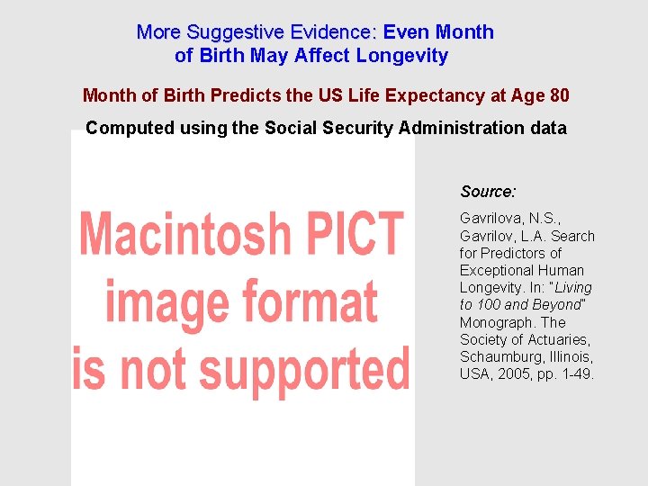 More Suggestive Evidence: Even Month of Birth May Affect Longevity Month of Birth Predicts