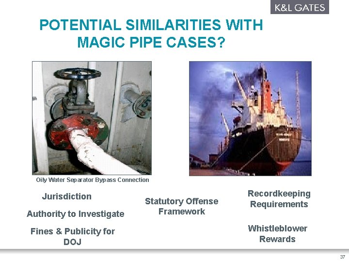 POTENTIAL SIMILARITIES WITH MAGIC PIPE CASES? Oily Water Separator Bypass Connection Jurisdiction Authority to