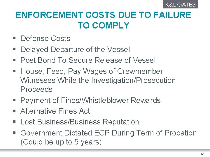 ENFORCEMENT COSTS DUE TO FAILURE TO COMPLY § § § § Defense Costs Delayed