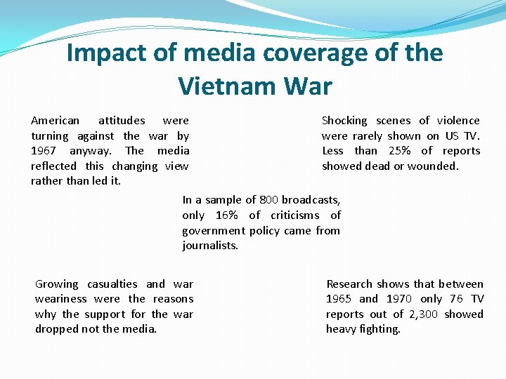 Impact of media coverage of the Vietnam War American attitudes were Shocking scenes of