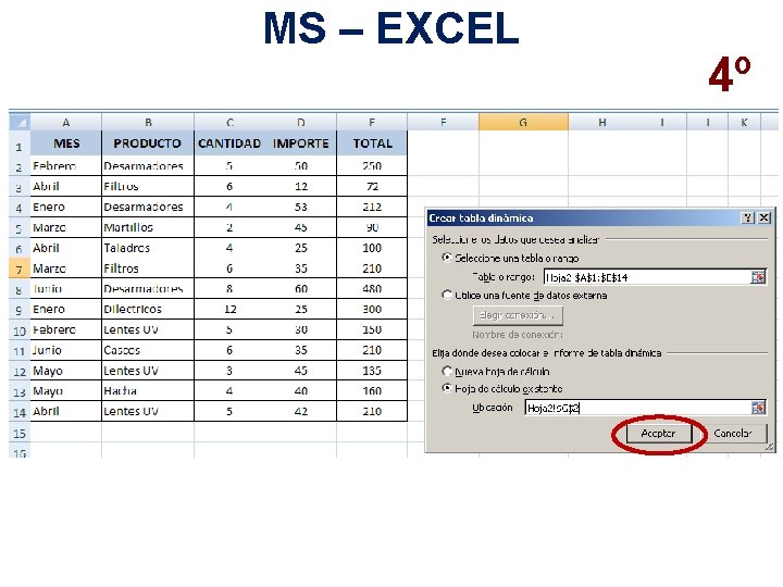 MS – EXCEL 4º 