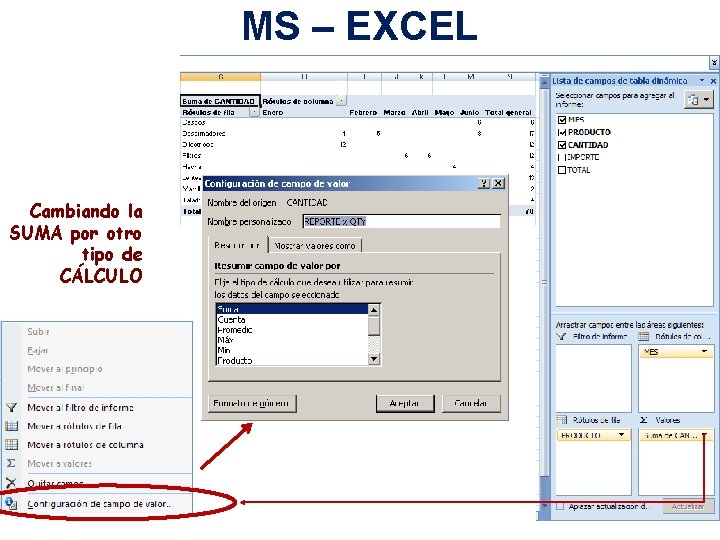 MS – EXCEL Cambiando la SUMA por otro tipo de CÁLCULO 