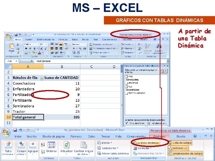 MS – EXCEL GRÁFICOS CON TABLAS DINÁMICAS A partir de una Tabla Dinámica 