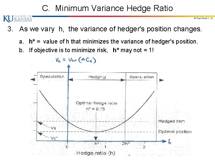 C. Minimum Variance Hedge Ratio © Paul Koch 1 -12 3. As we vary C. Minimum Variance Hedge Ratio © Paul Koch 1 -12 3. As we vary