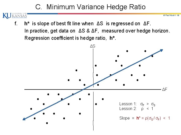 C. Minimum Variance Hedge Ratio © Paul Koch 1 -18 f. h* is slope C. Minimum Variance Hedge Ratio © Paul Koch 1 -18 f. h* is slope