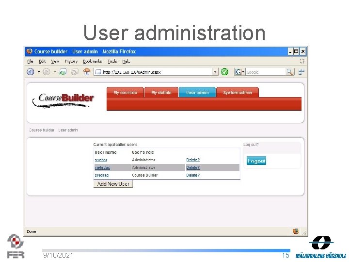 User administration 9/10/2021 15 