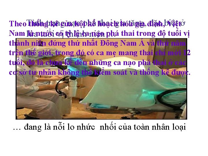 nạo thai gia tăng, đặc biệt Theo. Tình thốngtrạng kê của hộiphá kế hoạch