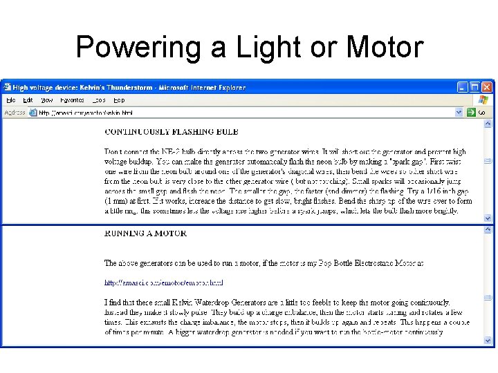 Powering a Light or Motor 