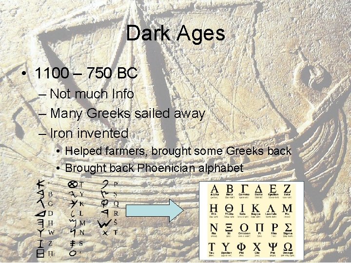 Dark Ages • 1100 – 750 BC – Not much Info – Many Greeks