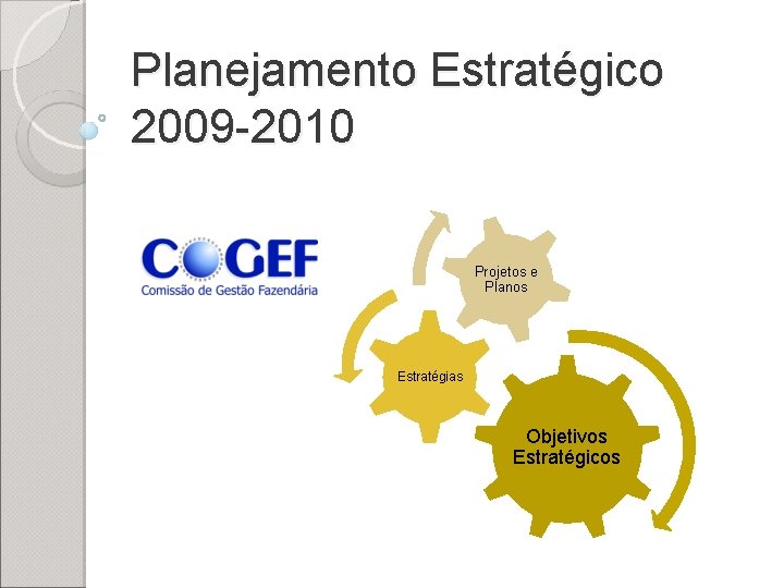 Planejamento Estratégico 2009 -2010 Projetos e Planos Estratégias Objetivos Estratégicos 