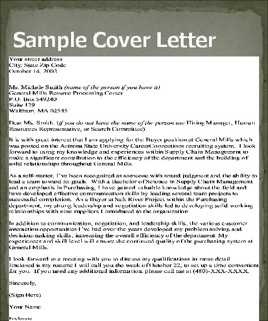 Sample Cover Letter 