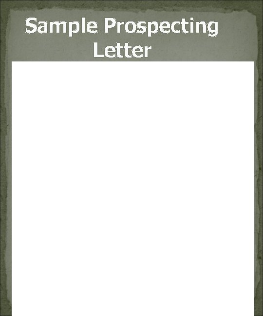 Sample Prospecting Letter 