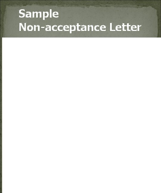 Sample Non-acceptance Letter 