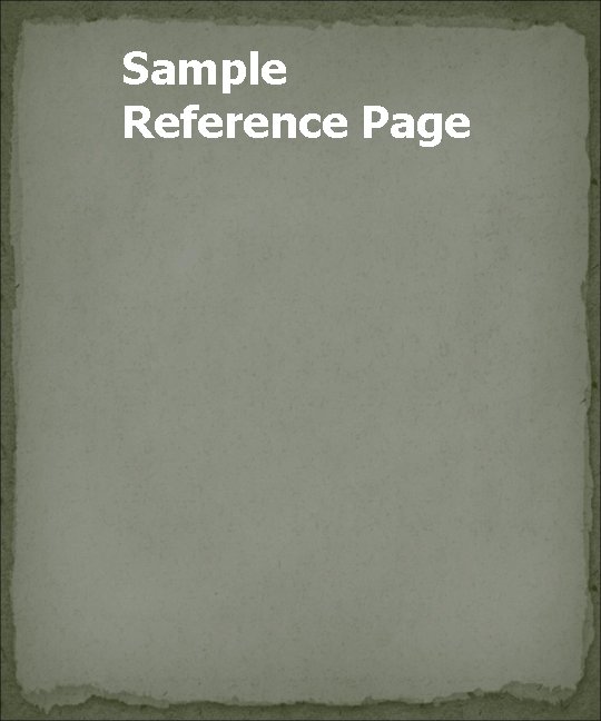 Sample Reference Page 