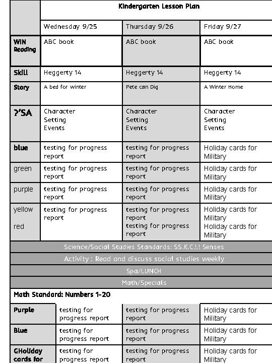 Mrs Tss Kindergarten Lesson Plan A Bed for