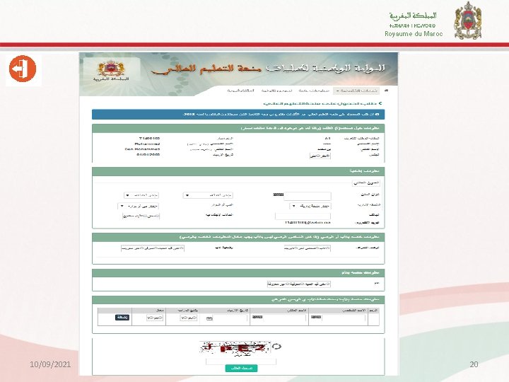 Royaume du Maroc 10/09/2021 20 