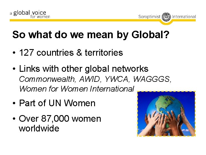 So what do we mean by Global? • 127 countries & territories • Links