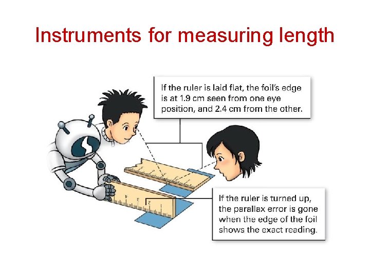 Instruments for measuring length • Metre rule o To measure the length of an