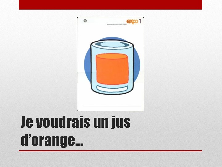 Je voudrais un jus d’orange… 