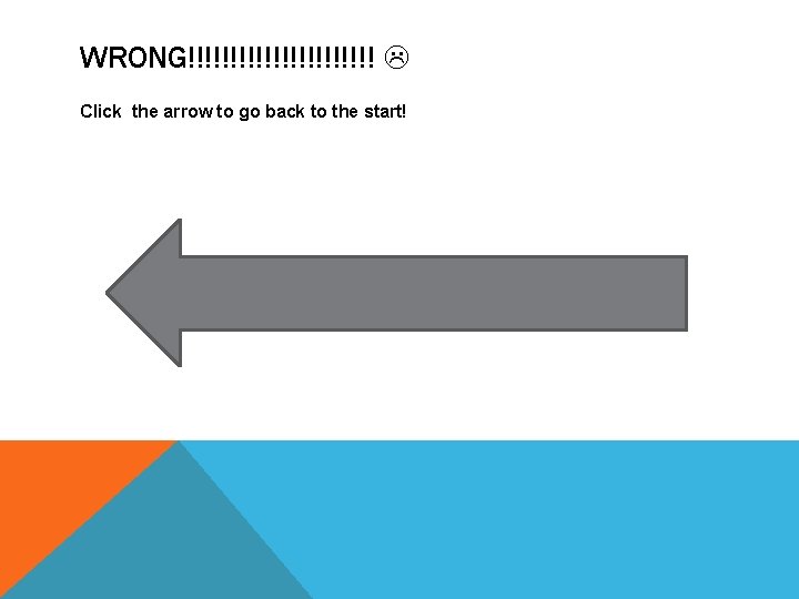 WRONG!!!!!!!!!!! Click the arrow to go back to the start! 