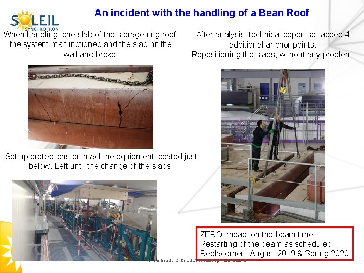 An incident with the handling of a Bean Roof When handling one slab of