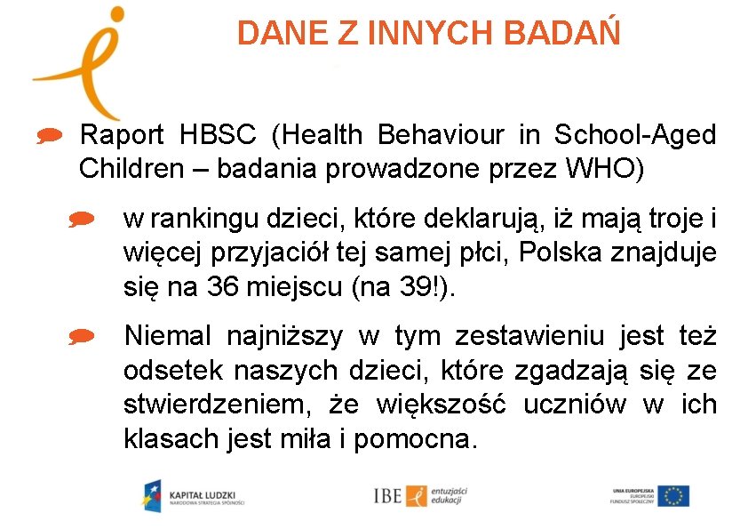 DANE Z INNYCH BADAŃ ) Raport HBSC (Health Behaviour in School-Aged Children – badania