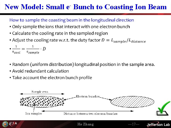 New Model: Small e- Bunch to Coasting Ion Beam • He Zhang ---17 ---