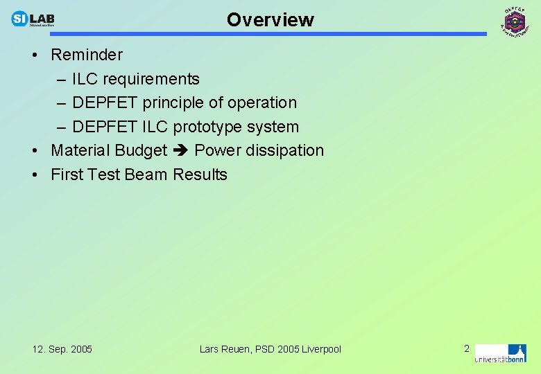 Overview • Reminder – ILC requirements – DEPFET principle of operation – DEPFET ILC