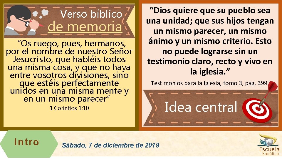 Verso bíblico de memoria “Os ruego, pues, hermanos, por el nombre de nuestro Señor