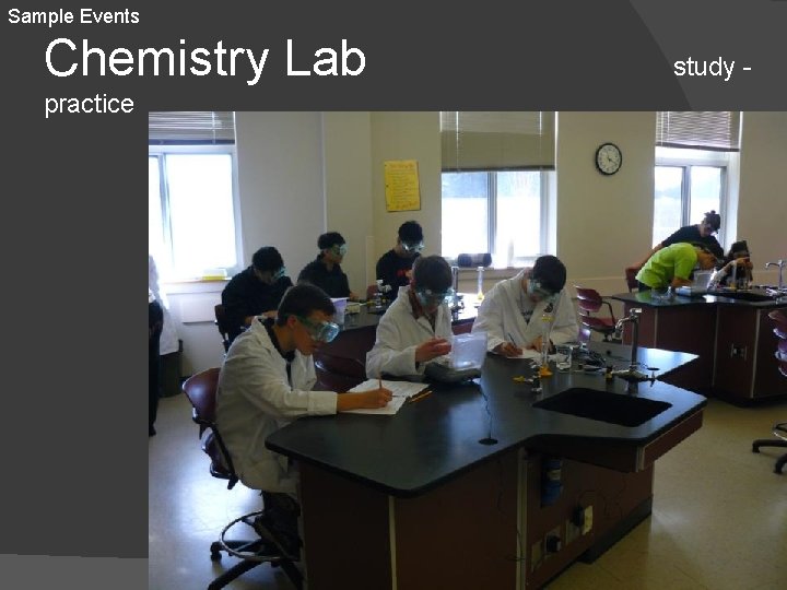 Sample Events Chemistry Lab practice study - 