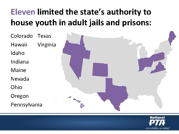 Eleven limited the state’s authority to house youth in adult jails and prisons: Colorado