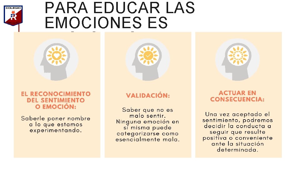 PARA EDUCAR LAS EMOCIONES ES NECESARIO: 