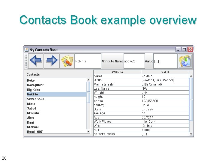 Contacts Book example overview 28 