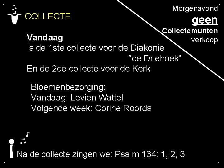 . COLLECTE Morgenavond . geen Collectemunten verkoop Vandaag Is de 1 ste collecte voor