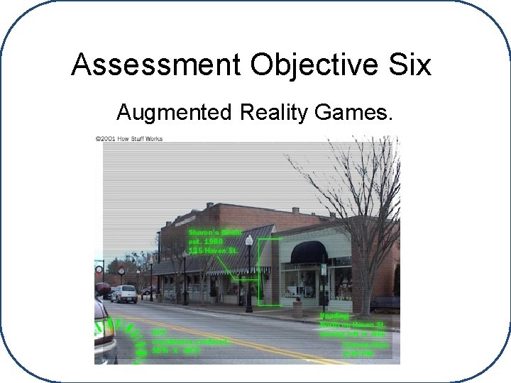 Assessment Objective Six Augmented Reality Games. 